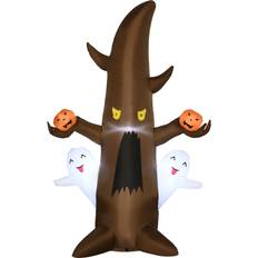 OutSunny 5' Blow-Up Haunted Halloween Tree, Pumpkins, & Ghosts Inflatable Halloween Decoration Brown