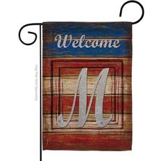 Breeze Decor 80117 Patriotic M Monogram 2-Sided Impression Garden