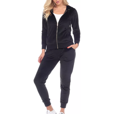 White Mark Women's Velour Tracksuit Set - Black