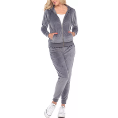 White Mark Women's Velour Tracksuit Set - Charcoal