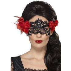 Black Eye Masks Fancy Dress Smiffys Day of the dead lace filigree eyemask, black