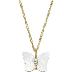 Fossil Butterfly Chain Necklace - Gold/Mother of Pearl/Transparent