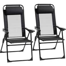 Black Patio Chairs Garden & Outdoor Furniture OutSunny Set of 2