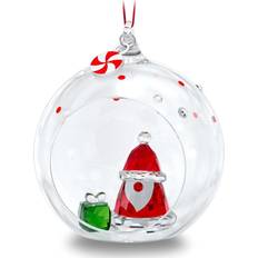 Glass Christmas Tree Ornaments Swarovski Holiday Cheers Santa Claus Christmas Tree Ornament 8cm