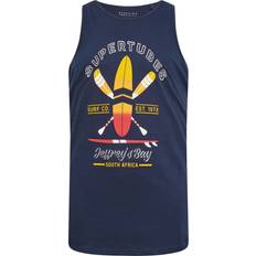 Blue - Men Tank Tops BadRhino Supertubes Slogan Vest Top - Navy Blue