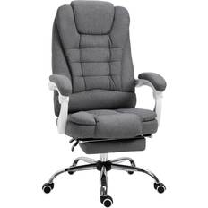 Silver/Chrome Office Chairs Vinsetto Ergonomic with Retractable Footrest Office Chair 52cm