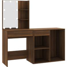 vidaXL Brown oak LED Engineered Dressing Table