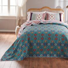 Greenland Home Fashions Bedding Multi - & Floral Stripe Thalia Set Bedspread Red, Blue