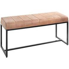 HAKU Möbel Bench, genuine leather, black/brown, W 100 x D 38 x H 48 cm Settee Bench