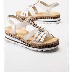 Rieker Silver - Women Slippers & Sandals Rieker Metallic Look Strappy Wedge Sandals