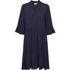 Knee Length Dresses - L Saint Tropez Edasz Solid Dress - Blue Deep