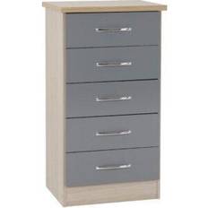 Natural Chest of Drawers SECONIQUE Nevada Grey Gloss/Light Oak Chest of Drawer 50x193cm