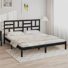 vidaXL black, 200 Solid Wood Bed Frame Bedstead Bed Base