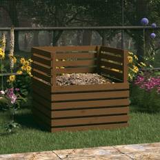 Brown Compost vidaXL Honey brown, 80 Solid Wood Pine Composter