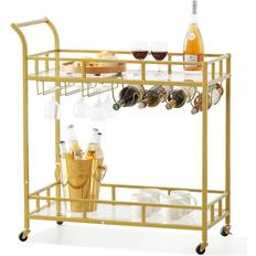 VEVOR Bar Cart Tempered Trolley Table