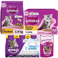 Whiskas Pets Whiskas kitten complete dry food food pouches milk bundle of 4