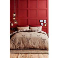 Red Duvet Covers Catherine Lansfield Stag Easy Care Single Duvet Cover Red, Natural