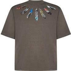 Marcelo Burlon Collar Feathers Over T-shirt - Army Grey