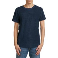 Calvin Klein Beige T-shirts & Tank Tops Calvin Klein Logo Tape Towelling T-Shirt, Navy