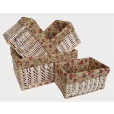 Wicker White Wash Garden Rose Lined Basket