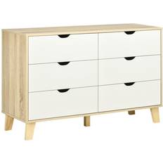 Homcom Wide White And Light Brown Chest of Drawer 120x76cm