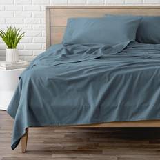 Bare Home Cotton Flannel Bed Sheet Blue