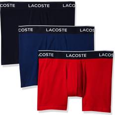 Lacoste Red Men's Underwear Lacoste Men’s Long Stretch Cotton Boxer Brief 3-pack - Navy Blue/Red