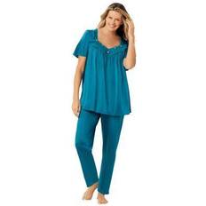 Turquoise - Women Pyjamas Plus Women's Silky 2-Piece PJ Set by Only Necessities in Deep Teal Size 4X Pajamas