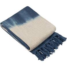 Cotton Blankets Furn Yard Mizu Dip Dye Fringed Blankets Blue