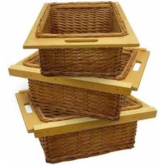 Kitchen Cabinets Kukoo 3 x Pull Out Wicker Kitchen Baskets 400mm