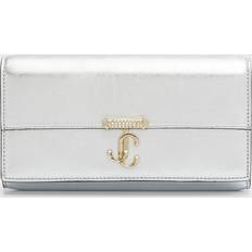 Jimmy Choo Metallic Leather Wallet with Embellished Strap - SILVER