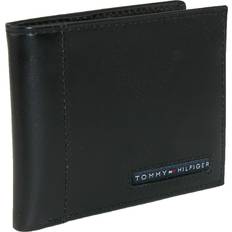 Credit Card Slots Wallets Tommy Hilfiger Men's Leather Cambridge Bifold Passcase Wallet - Black