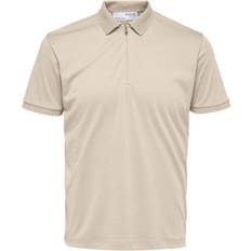 Selected Zipper Polo Shirt - Oatmeal