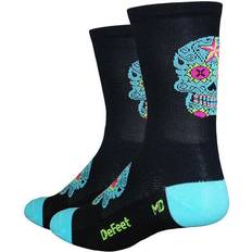 Defeet Aireator Tall Sugarskull Socks - Black/Turquoise