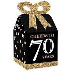 Birthdays Popcorn Box Adult 70th birthday gold square favor gift boxes party bow boxes 12 ct