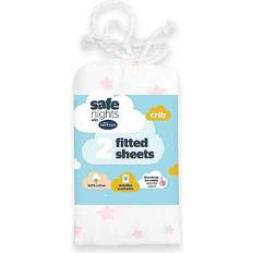 Silentnight Safe Nights Pack of 2 Star Print Crib 100% Cotton Fitted Sheets