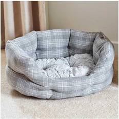 Zoon Grey Plaid Small Oval Bed