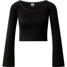 Urban Classics Short Rib Wide Neck Longsleeve Top - Black