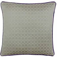 Riva Home Balham Piped Geometric Jacquard Cushion Cover Purple, Beige (45x45cm)