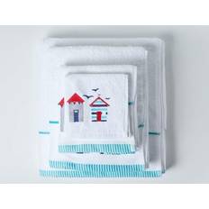 Homescapes Hut Bath Towel White, Blue, Red
