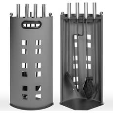 Grey Fire Companion Sets tectake Fireplace accessories Set grey