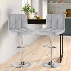 Neo Cuban Chrome&Grey Bar Stool 112cm 2pcs