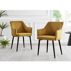 Set of 2 Fruntiurebox Calla Mustard Kitchen Chair