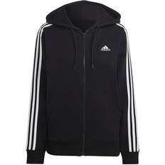 Adidas Essentials 3-Stripes French Terry Regular Full-zip Hoodie - Black/White