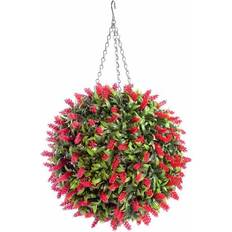 Artificial 38cm Red Lavender Hanging Basket Flower Topiary Ball Decoration