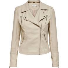 Only Women Outerwear Only Biker Imitation Leather Jacket - Grey/Silver Lining