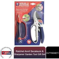 Spear & Jackson Razorsharp Ratchet Anvil Secateurs Blade Sharpener Red/Navy