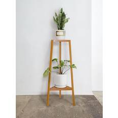 Buono Natural Solid Woodtwo Tiers Plant Stand Plant Organizer Plant Holder Stand Light Decorotika