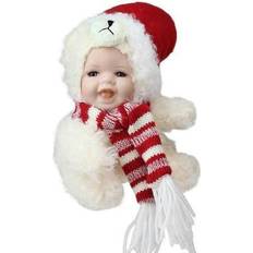 Northlight Baby in Polar Bear Costume With Santa Hat Collectible Christmas Doll, 5.75" White White