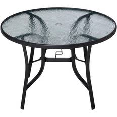 Black Outdoor Dining Tables OutSunny 106cm Round Garden Tempered